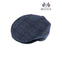 DENTS Abraham Moon Tweed Flat Cap Wool Ivy Hat Driving Cabbie Quilted 1-3038 - Blue - Medium
