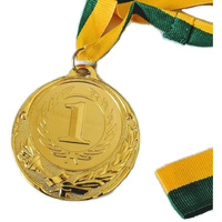 METAL WINNER GOLD MEDAL 1st Party Favours Sports Day 40cm Ribbon - Green/Gold