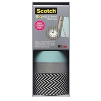 Scotch 3M Expressions Washi Tape 2 Rolls 15Mm X 10M 1 Roll 30Mm X 10M