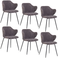 Set of 2 Dining Chairs with Corduroy Cord Fabric in Dark Grey Lincoln