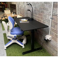 Ergonomic Kids Study Chair & Adjustable Electric Standing Desk Set – Blue Chair & Black Desk