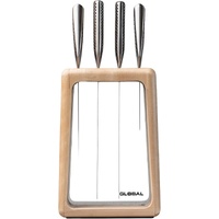 Global Hashira 5-Piece Japanese Knife Block Set Maple Stainless Steel - Made in Japan