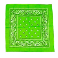 BANDANA Paisley 100% COTTON Head Wrap Durag Bandanna Summer Biker Scarf Mask - Light Green