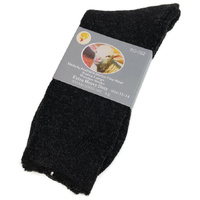 1 Pair Merino Wool Blend Woolen Work Socks Hiking Heavy Duty Warm Winter Thermal - Black - 11-14