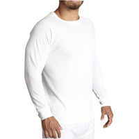 Mens Merino Wool Blend Long Sleeve Thermal Top Underwear Thermals Base Layer - Beige - L