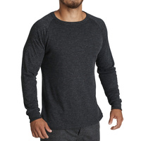 Mens Merino Wool Blend Long Sleeve Thermal Top Underwear Thermals Base Layer - Black - 5XL