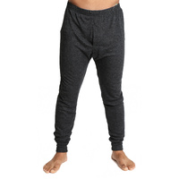 Mens Merino Wool Blend Long John Thermal Pants Underwear Thermals Warm Winter - Black - M