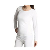 Ladies Merino Wool Blend Long Sleeve Thermal Spencer Top Underwear Thermals - Beige - 12-14