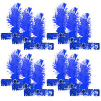 12x 1920s FLAPPER HEADBAND Headpiece Feather Sequin Charleston Gatsby Party BULK - Black