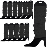 12 LEG WARMERS Knitted Womens Neon Party Knit Ankle Fluro Dance Costume 80s BULK - Black