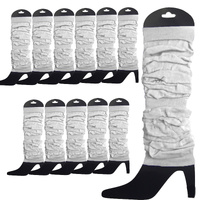 12 LEG WARMERS Knitted Womens Neon Party Knit Ankle Fluro Dance Costume 80s BULK - White