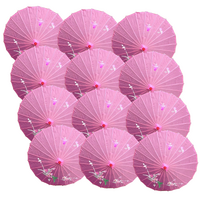 12x PARASOL UMBRELLA Chinese Japanese Bamboo Flower Pattern 80cm Large BULK - Light Pink