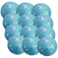 12x PARASOL UMBRELLA Chinese Japanese Bamboo Flower Pattern 80cm Large BULK - Sky Blue