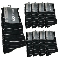 9 Pairs COTTON BUSINESS SOCKS Mens Dress Crew Plain Work Casual  BULK - Black - 6-11