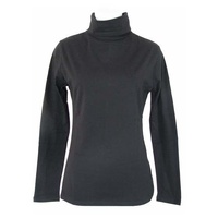 Ladies SKIVVY Womens Long Sleeve Plain Top Warm Turtleneck Cotton High Neck in Black - L