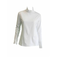 Ladies SKIVVY Womens Long Sleeve Plain Top Warm Turtleneck Cotton High Neck in White - L