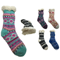 1 Pair Ladies Thick Fur Bed Socks Womens Soft Work Fluffy Slipper Non Slip - One Size