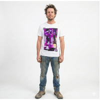 100% Cotton T-Shirt with Print Design Slim Fit Basic Tee Top in White - X-Small