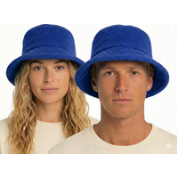100% Cotton Terry Towelling Bucket Hat Daggy Fishing Camping Lad Cap in Blue - X-Large