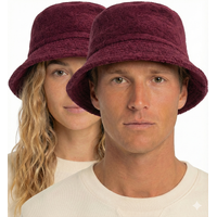 100% Cotton Terry Towelling Bucket Hat Daggy Fishing Camping Lad Cap in Burgundy - X-Large