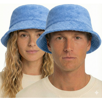 100% Cotton Terry Towelling Bucket Hat Daggy Fishing Camping Lad Cap in Sky Blue - XXL