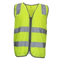 Hi Vis Safety Vest Reflective Tape Zip Up Workwear Pocket High Visibility in Yellow - M