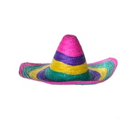 10x Rainbow Mexican SOMBRERO Fancy Dress Straw Party Costume Hat Cap