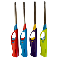 12x Long Gas Lighter for BBQ Kitchen Cigarette w/ Safety Lock - Assorted Colours