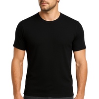Mens 100% Pure Merino Wool Crew Neck Short Sleeve Top T Shirt Thermal Underwear - Black - Large (100cm)