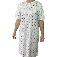 Womens Ladies Cotton Nightie Night Gown Slip Petticoat PJs Sleepwear Dress - White/Purple - 20