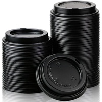 1000x 90mm Plastic Coffee Cup Lids for 12oz / 16oz Cups Dome Style - Black