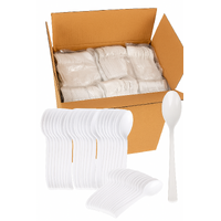 1200x Reusable & Disposable Plastic Spoons BPA Free Bulk Cutlery in White