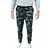 Mens Camouflage Track Pants Fleece Lined Jogger Camo Sweatpants Trackies - Black/Grey - Small/Medium (28""-32"")