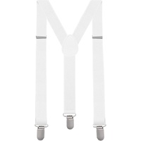 Mens Suspenders Braces Adjustable Strong Clip On Elastic Formal Wedding Slim - White