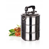 Stackable 3-Tier Stainless Steel Lunch Bento Box Tiffin Storage Pot - 23cm x 15cm