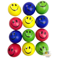 12x STRESS BALLS Hand Relief Squeeze Toy Reliever Antistress Soft Smiley MULTI