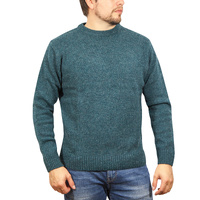 100% SHETLAND RAGG WOOL CREW Round Neck Knit JUMPER Pullover Mens Sweater Knitted - Sherwood - XXL
