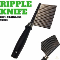 LARGE RIPPLE JELLY KNIFE Stainless Steel Blade Potato Crinkle Wavy Cutter Slicer
