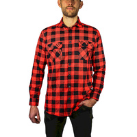 Jacksmith Quilted Flannelette Shirt Mens Jacket 100% Cotton Padded Warm Winter Flannel - Red/Black - 3XL