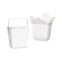 Bulk Packs 100  x 235ML/8oz White Noodle Box Pail With Metal Wire Handle
