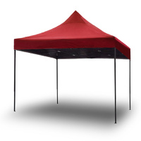 3x3m Pop Up Gazebo Outdoor Tent Folding Marquee Party Camping Market Canopy w/ Side Wall - red