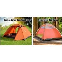 2 Person Portable Outdoor Lightweight Cycling Hiking Backpacking Camping Waterproof Tent - Orange