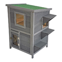 Cat House Weatherproof 2-Story Indoor Outdoor Wooden Shelter Bitumen Roof