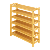6 Layers Natural Wood Bamboo Shelf Entryway Storage Shoe Rack Home Furniture