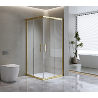 Adjustable 1200x900mm Double Sliding Door Glass Shower Screen in Gold