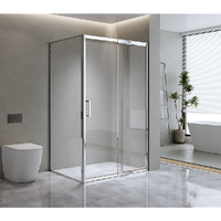 Adjustable 1400x920mm Single Door Corner Sliding Glass Shower Screen in Chrome