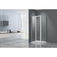 Adjustable 1800x1010mm Single Door Corner Sliding Glass Shower Screen in Chrome