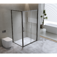 150mm Adjustable (1850x800mm) Single Door Corner Sliding Glass Shower Screen in Black