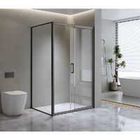 150mm Adjustable (2000x800mm) Single Door Corner Sliding Glass Shower Screen in Black