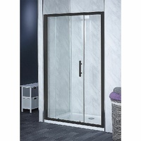 120-130cm Adjustable Wall to Wall Sliding Glass Shower Door in Black